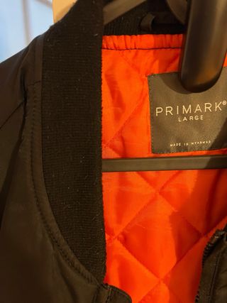 Chaqueta Bomber Primark Negra Naranja Talla L