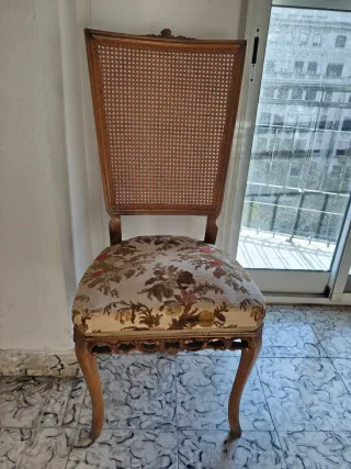 6 Sillas Antiguas Tapizadas; respaldo alto rejilla