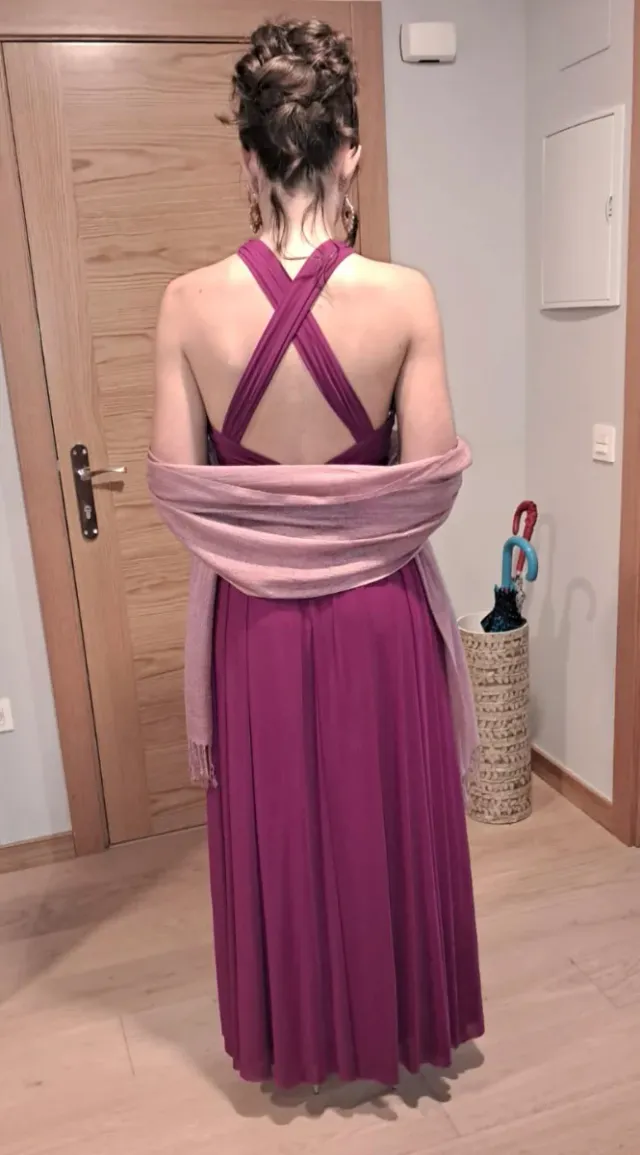 Vestido largo buganvilla con escote cruzado