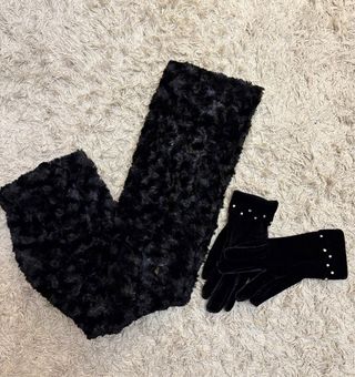 Conjunto Guantes y Bufanda Negra. talla única .