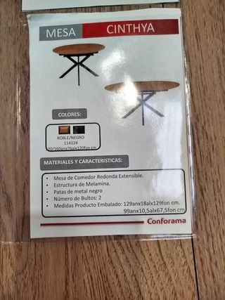 Mesa redonda extensible madera y metal