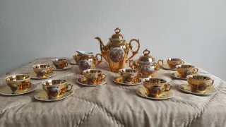 Juego Café Vintage Porcelana Dorado