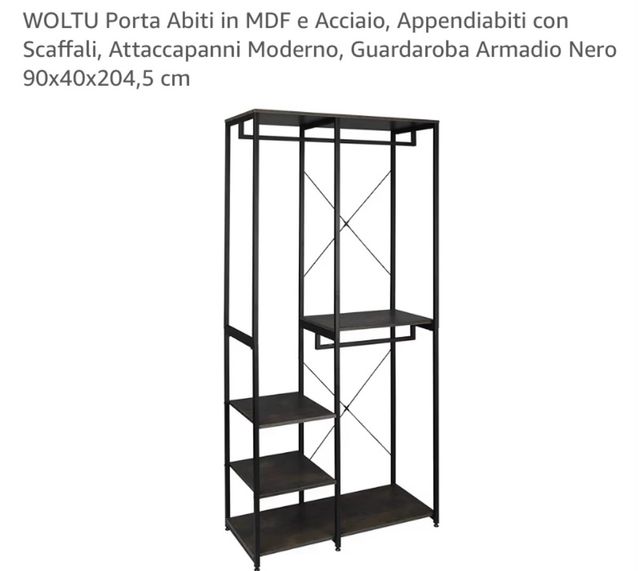 WOLTU Porta Abiti MDF e Acciaio