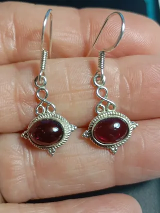 Pendientes Plata Ley granate