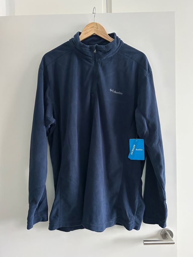 Forro polar Columbia azul media cremallera