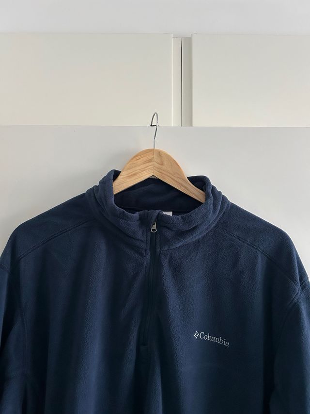 Forro polar Columbia azul media cremallera