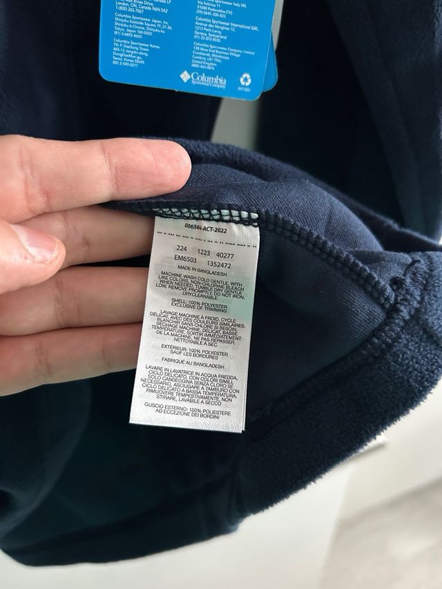 Forro polar Columbia azul media cremallera