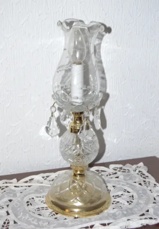 Lámparas (2) de mesa vintage cristal y metal