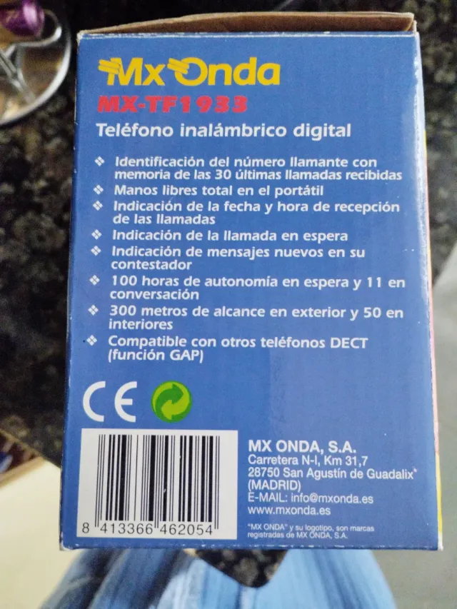 Teléfono Inalámbrico Digital Mx Onda MX-TF1933