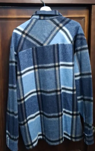 Camisa chaqueta cuadros Bershka azul hombre