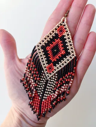 Pendientes XL Nativos naranja negro handmade