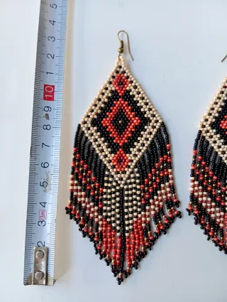 Pendientes XL Nativos naranja negro handmade