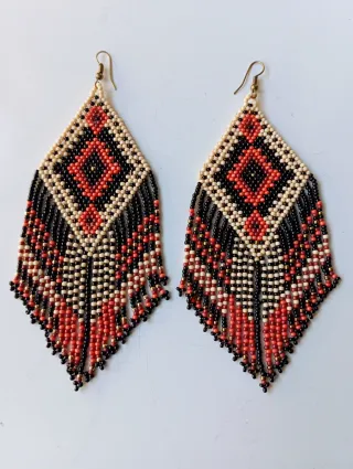 Pendientes XL Nativos naranja negro handmade