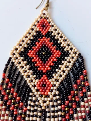 Pendientes XL Nativos naranja negro handmade