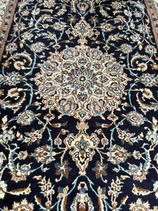 Tappeto Persiano Nain 260x195 Lana Beige Blu