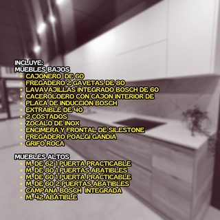 Mueble Cocina Exposición Madera y Mármol