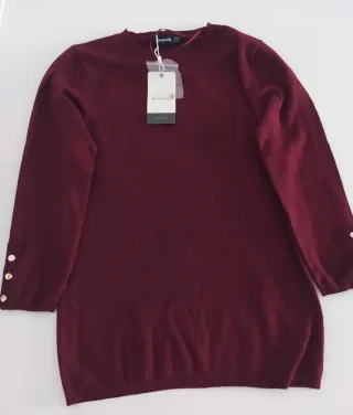 Jersey punto fino burdeos Stradivarius T.S