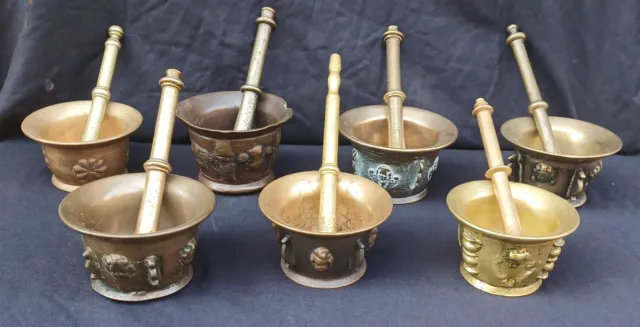 Lotto 7 Antichi Mortai in Bronzo