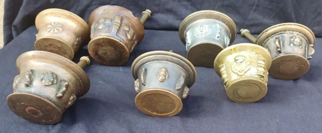 Lotto 7 Antichi Mortai in Bronzo