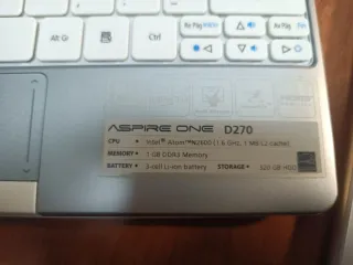Acer Aspire One D270 Portátil Plata/Blanco