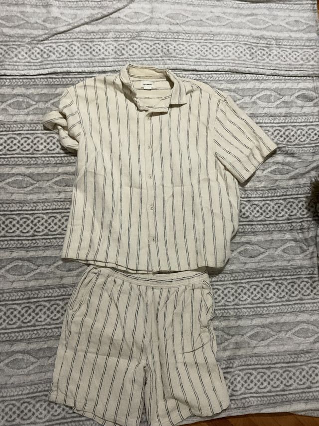 Conjunto Verano Camisa y Pantalón Corto Rayas