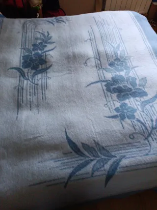 Manta azul y blanca de forro polar