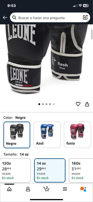 Guantes de boxeo Leone Negro 14 oz
