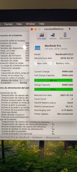 MacBook Pro 2018 Core i5 16GB 512GB Batería Nueva