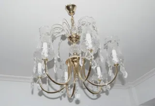 Lámpara araña vintage dorada cristal