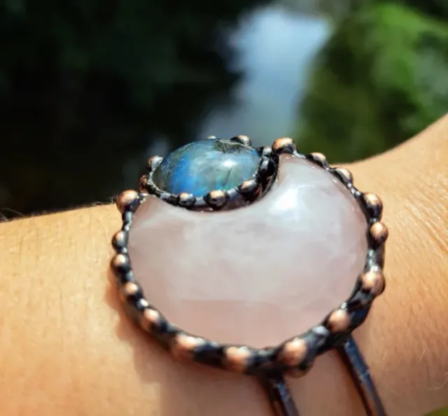 Bracciale Quarzo Rosa e Labradorite