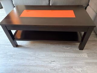 Mesa auxiliar elevable madera y cristal