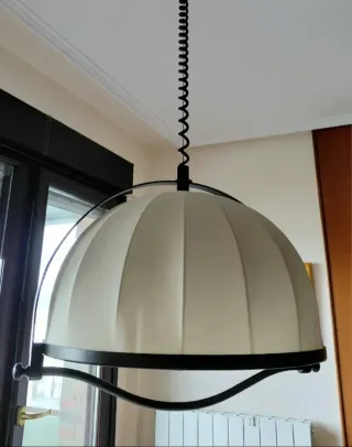 Lámpara de techo tela y metal blanco/negro