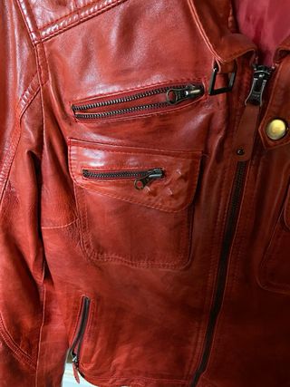 Giubbotto Pelle Rossa Donna Taglia S