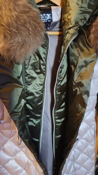 Giacca lunga trapuntata con pelliccia