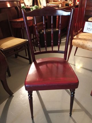 Juego de 3 sillas vintage madera y piel