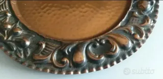 Vassoio in rame vintage decorato Ø 34 cm.