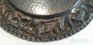 Vassoio in rame vintage decorato Ø 34 cm.