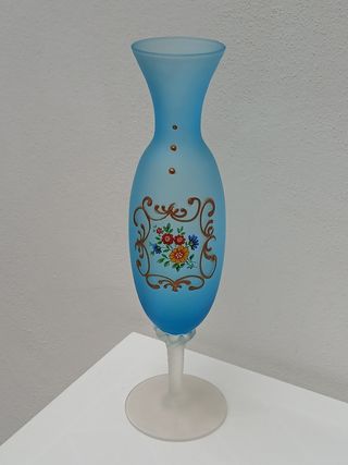 Vasetto Murano Vintage Blu Floreale