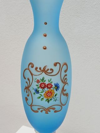 Vasetto Murano Vintage Blu Floreale