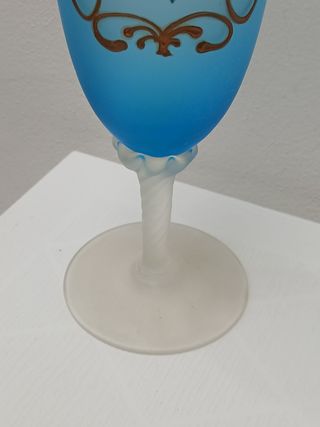 Vasetto Murano Vintage Blu Floreale