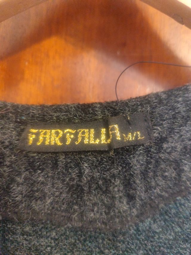 Vestido vintage FARFALLA gris y turquesa T.S