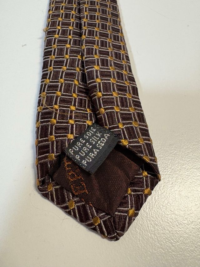 Corbata Pertegaz Seda Pura Marrón y Dorado