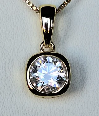 Colgante Moissanita 1 kt Oro y Plata