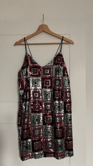 Vestito Zara Paillettes Rosso Argento