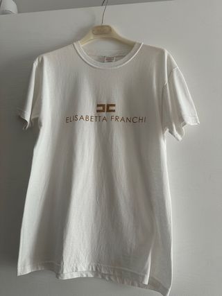 T-shirt simil EF bianca scritta oro