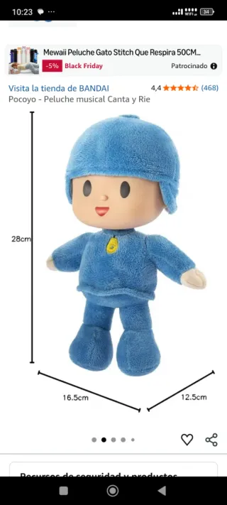 Peluche Pocoyó Canta y Rie