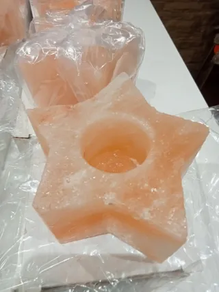 Portacandele in sale dell'Himalaya a forma di stella