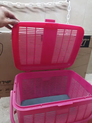 Transportín para conejo o cobaya rosa