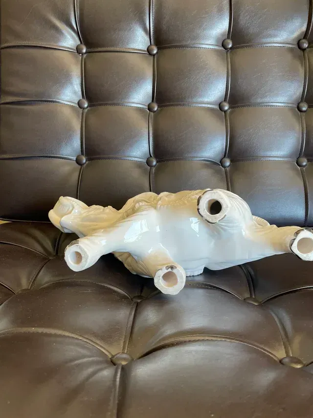 Elefante in Ceramica Bianca Vintage Italia 1970