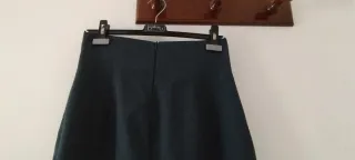 Falda larga Azul de Lana y Viscosa Talle Alto.